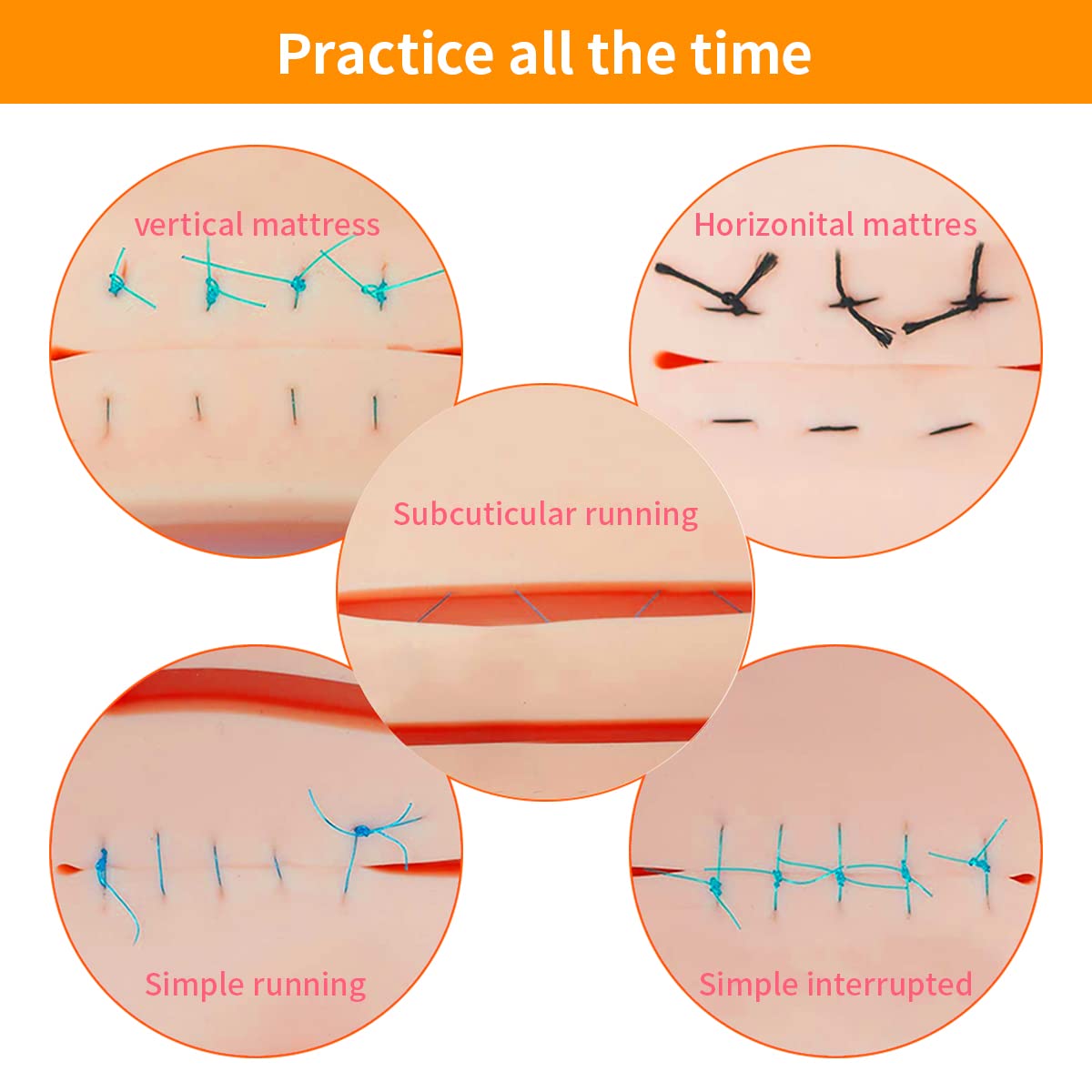 MAYCREATE Skin Pad for Stitching Practice Surgery Silicone Stitching Practice Skin Pad for Medical Students Interns Veterinarian Students and Nurses,Skin Pad for Stitching Training MAYCREATE Skin Pad for Stitching Practice Surgery Silicone Stitching Practice Skin Pad for Medical Students Interns Veterinarian Students and Nurses,Skin Pad for Stitching Training